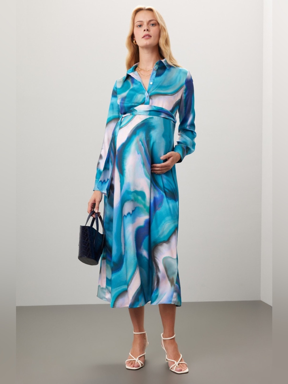 Pietro Brunelli Milano Royal Blue Anne Maternity Dress gender reveal pregnant XL